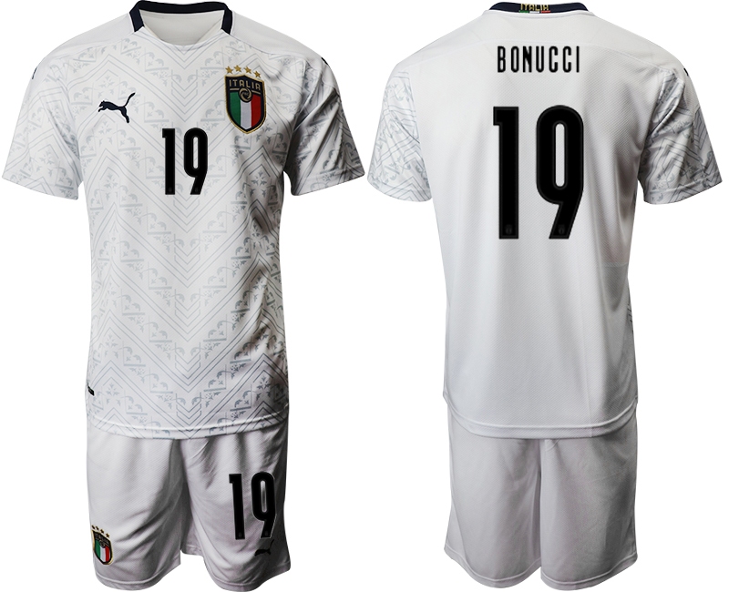 2021 Men Italy away #19 white soccer jerseys